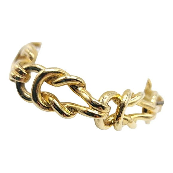 Lovers Knot Gold Tone 1980s Vintage Chain Link Bracelet 7" - Picture 3 of 6